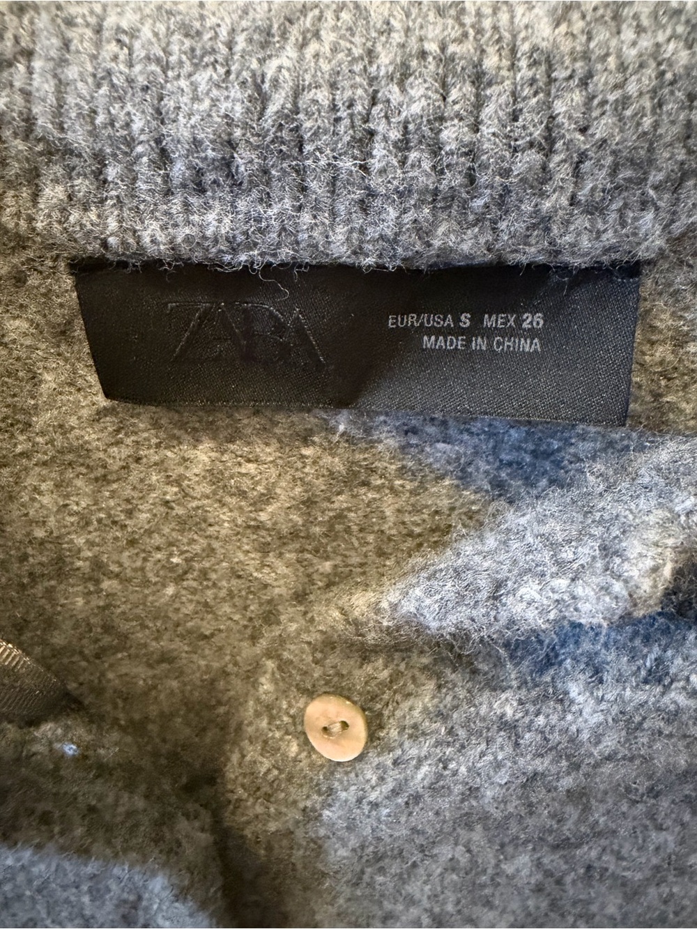 Zara Light Gray Ruffle-Trim Button Cardigan - Picture 3 of 5